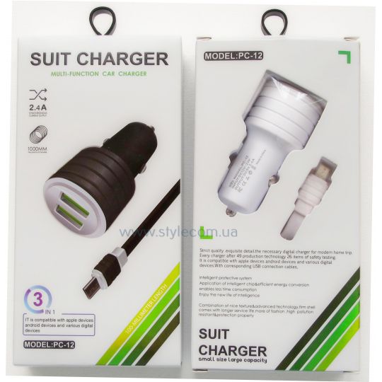 АЗУ CHARGER Type-C 2in1 2USB 2.4A black