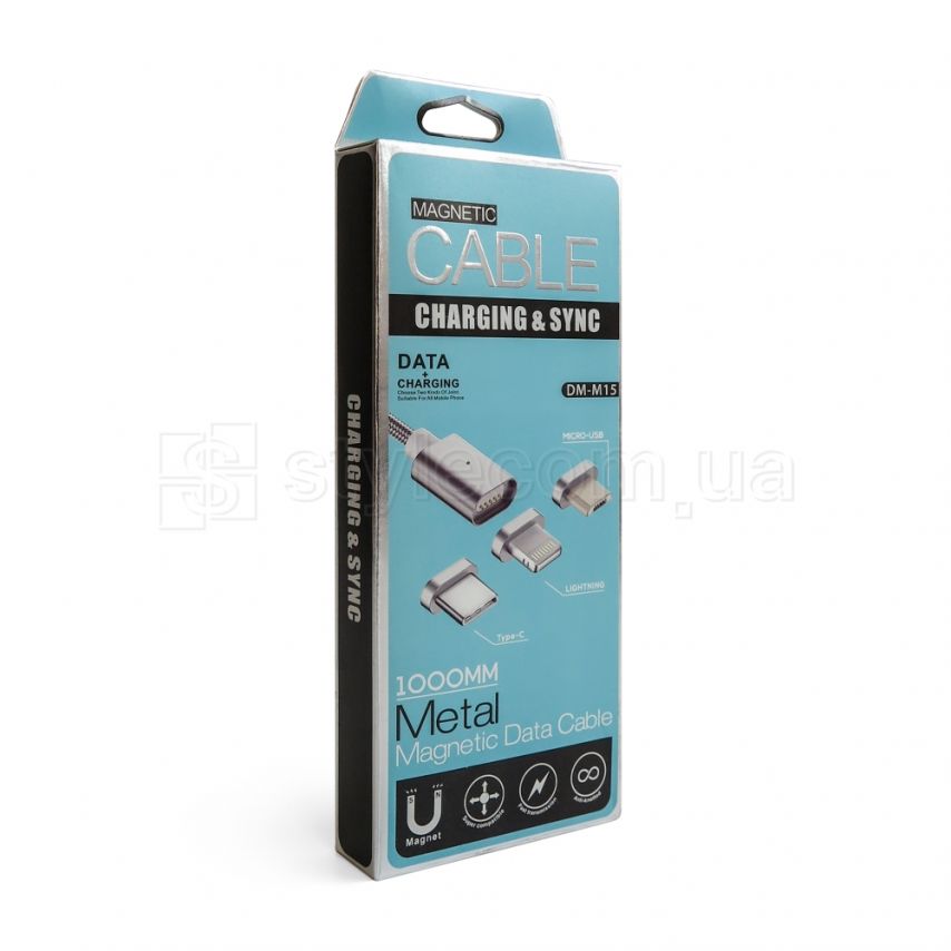 Кабель USB DM-M15 Lightning Magnetic silver