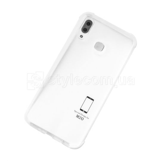 Чохол силіконовий з кольоровою рамкою для Samsung Galaxy M20/M205 (2019) white/transp