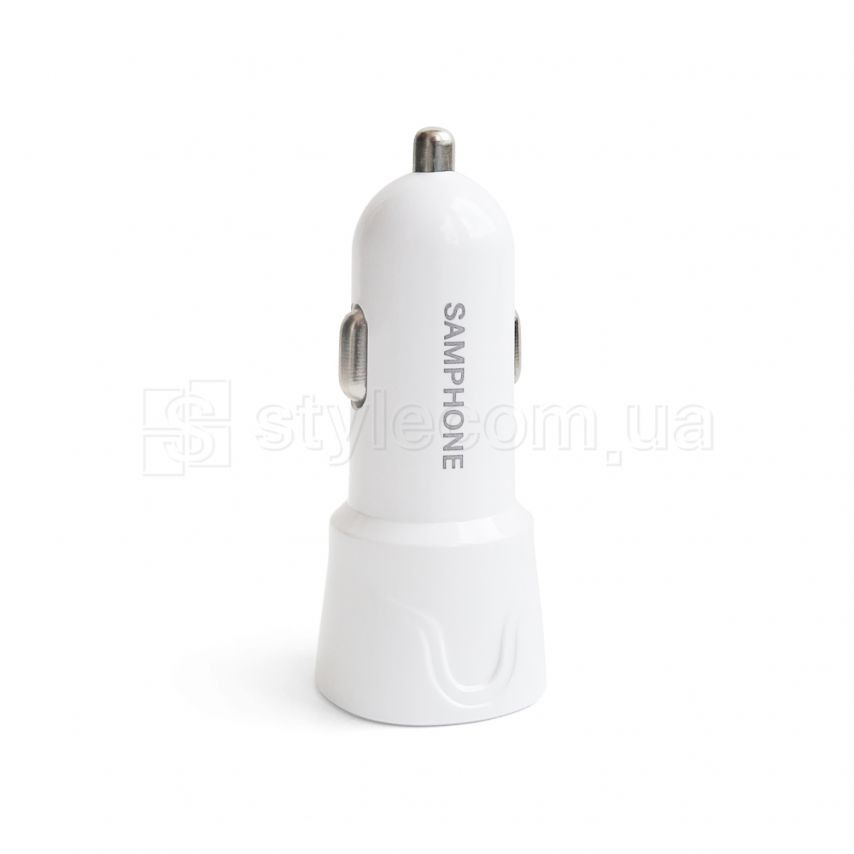 Автомобильное зарядное устройство SAMPHONE 2в1 2USB / 2A + Lightning white