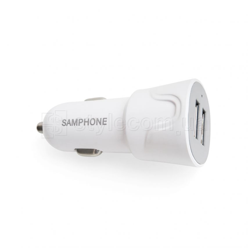 Автомобильное зарядное устройство SAMPHONE 2в1 2USB / 2A + Lightning white