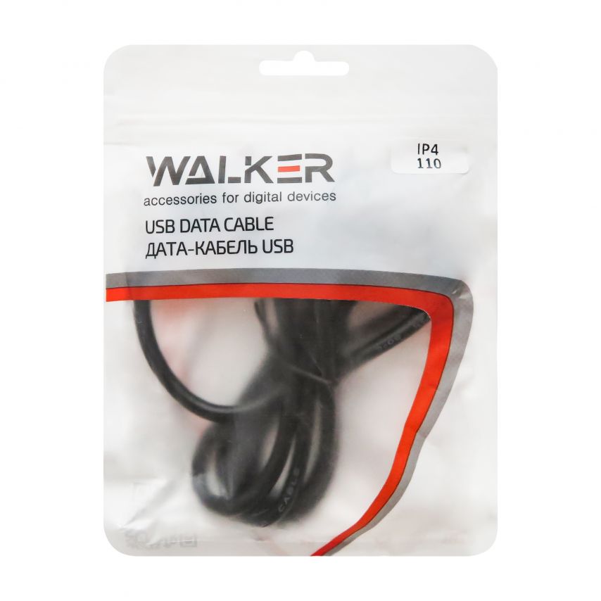 Кабель USB WALKER 110 iPhone 4 black (тех.пак)