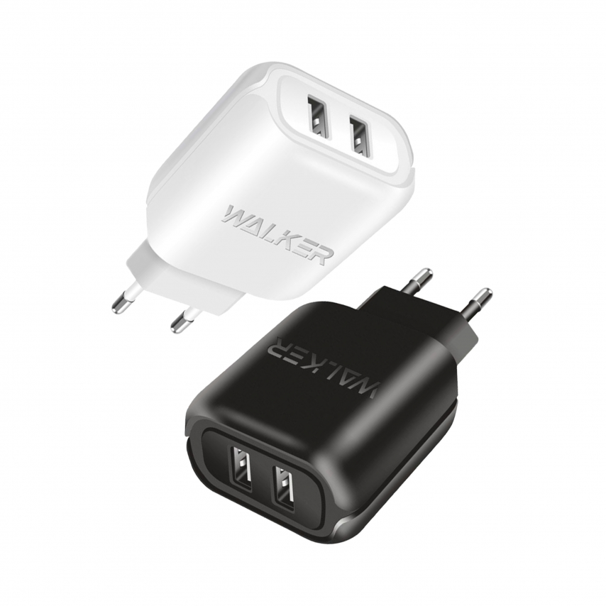 Сетевое зарядное устройство (адаптер) 2в1 WALKER WH-27 2USB / 2.1A + Data Cabel USB to Micro white