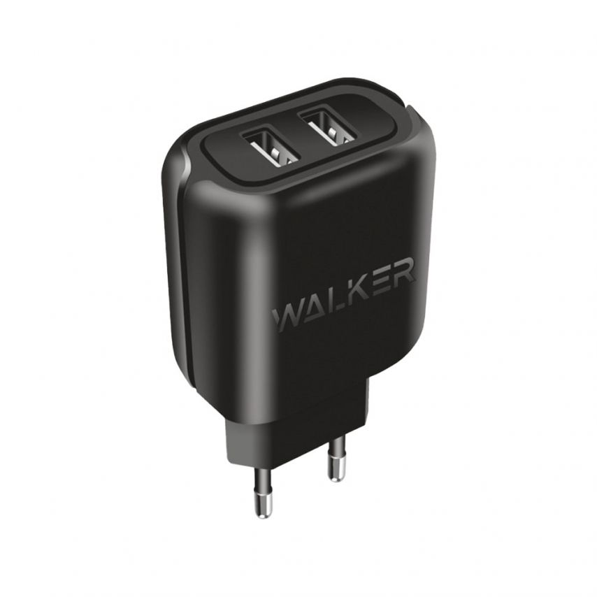 Сетевое зарядное устройство (адаптер) 2в1 WALKER WH-27 2USB / 2.1A + Micro black