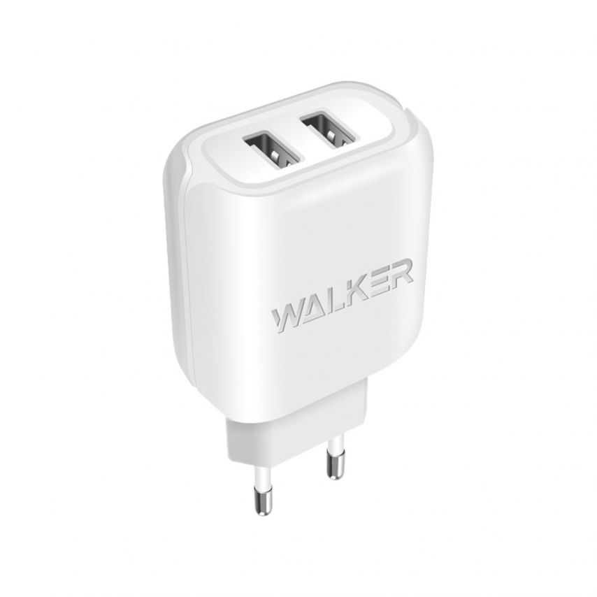 Мережевий зарядний пристрій (адаптер) WALKER WH-27 2USB / 2.1A white