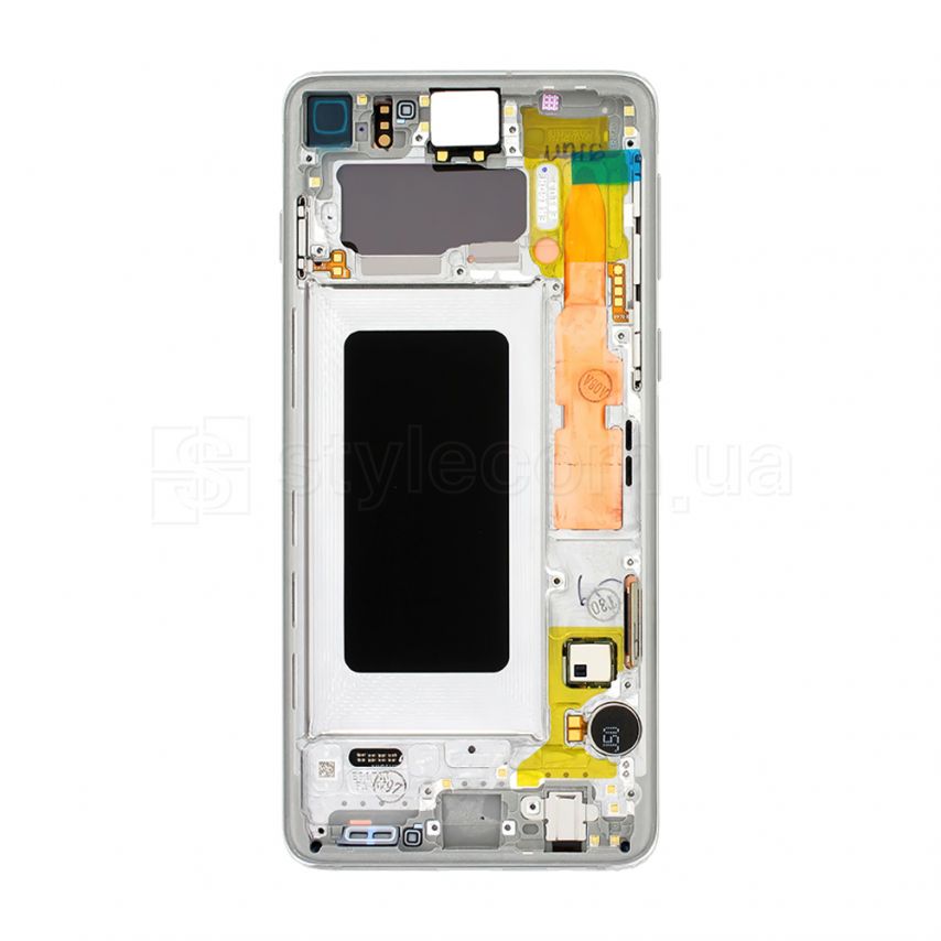 Дисплей (LCD) для Samsung Galaxy S10/G973 (2019) з тачскріном та рамкою white Service Original (PN:GH82-18850B)