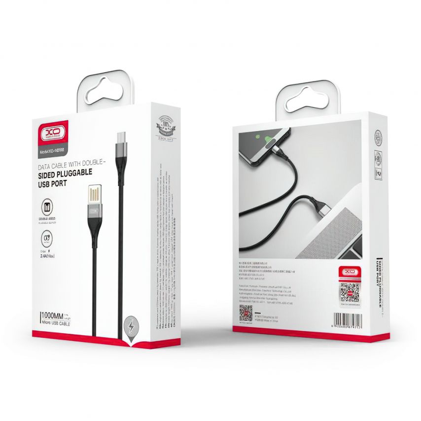 Кабель USB XO NB188 Micro 2.4A black
