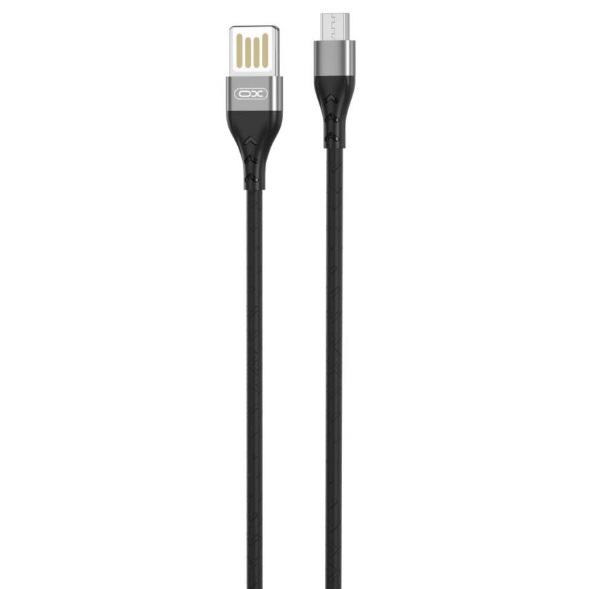 USB Cable XO NB188 2.4A / двусторонний USB / Micro прорезиненный black