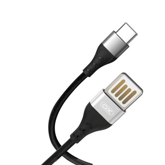 USB Cable XO NB188 2.4A / двусторонний USB / Type-C прорезиненный black - купить за {{product_price}} грн в Киеве, Украине