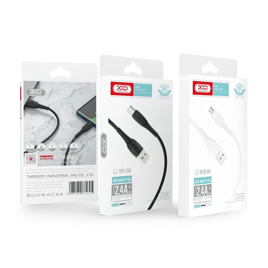 Кабель USB XO NB-P163 Lightning Quick Charge 2.4A black