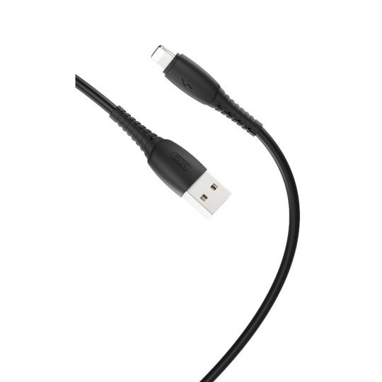 Кабель USB XO NB-P163 2.4A Quick Charge Lightning 1m прорезиненный black - купить за {{product_price}} грн в Киеве, Украине