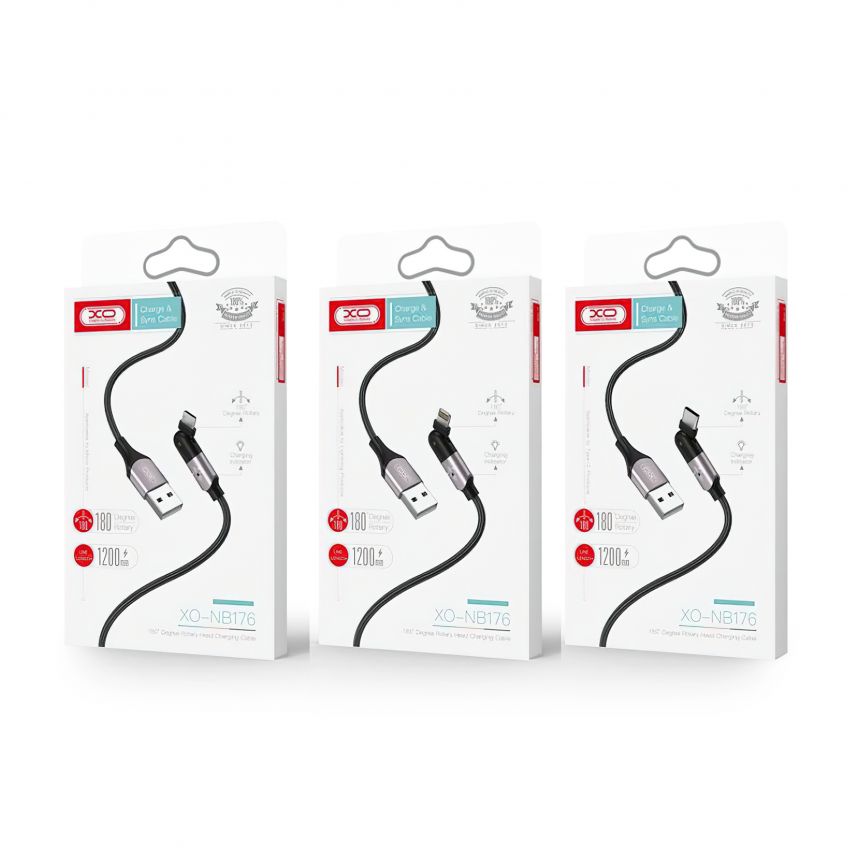 Кабель USB XO NB176 Micro Quick Charge 2.4A 1.2м black
