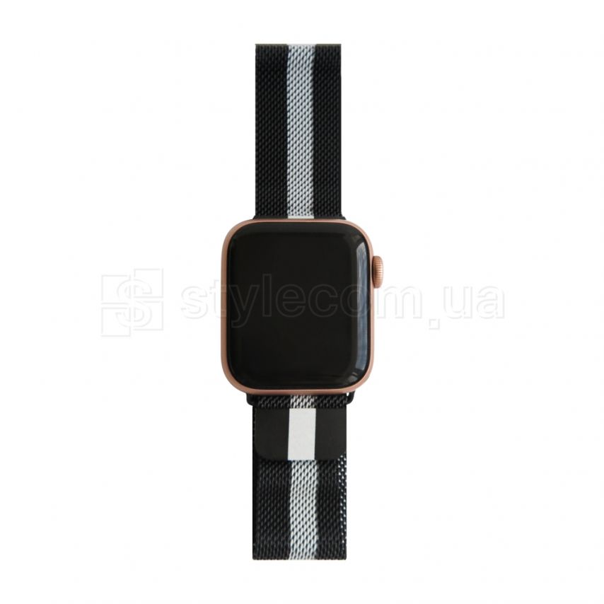 Ремінець для Apple Watch міланська петля 38/40мм black+grey / чорний+сірий (36)