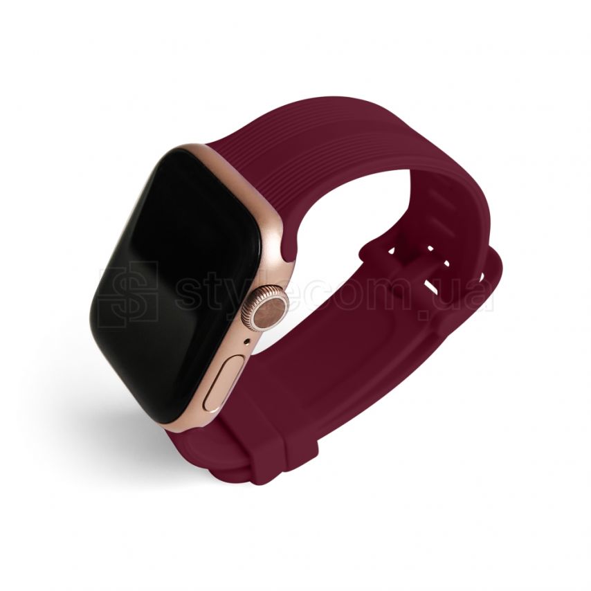 Ремешок для Apple Watch Sport Band рифленый 38/40мм S/M purple red / вишневый (10)