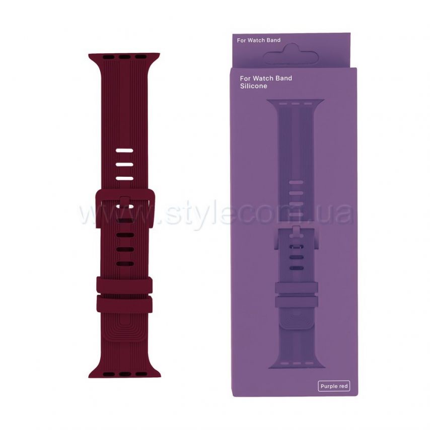 Ремінець для Apple Watch Sport Band рифлений 38/40мм S/M purple red / вишневий (10)