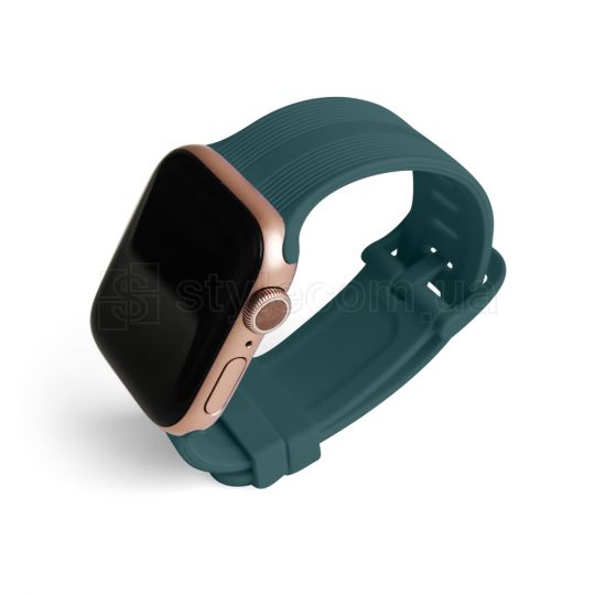 Ремешок для Apple Watch Sport Band рифленый 38/40мм S/M dark green / серо-зеленый (14)