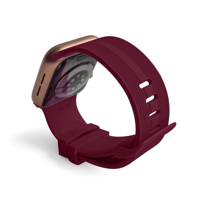 Ремешок для Apple Watch Sport Band рифленый 42/44мм S/M purple red / вишневый (10)