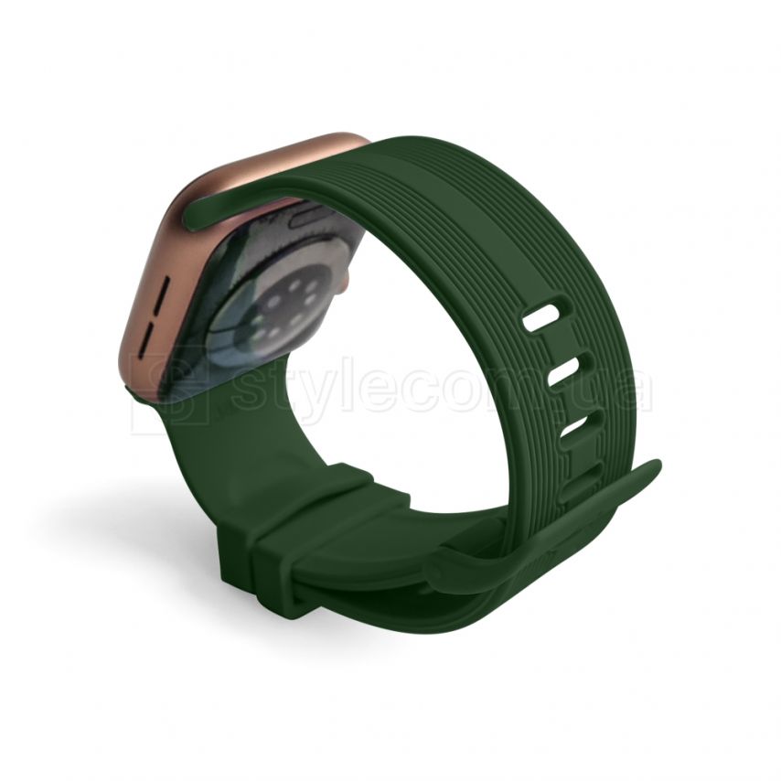 Ремінець для Apple Watch Sport Band рифлений 42/44мм S/M military green / військовий зелений (12)