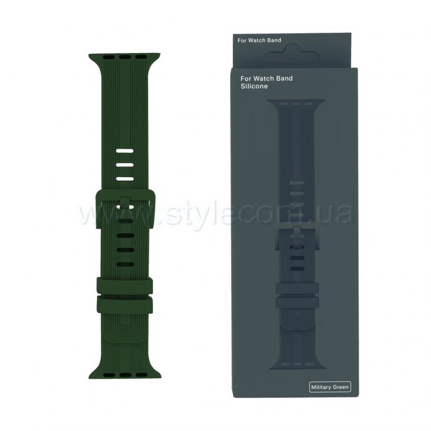 Ремешок Apple Watch Sport Band рифленый 42/44мм S/M military green / военный зеленый (12)