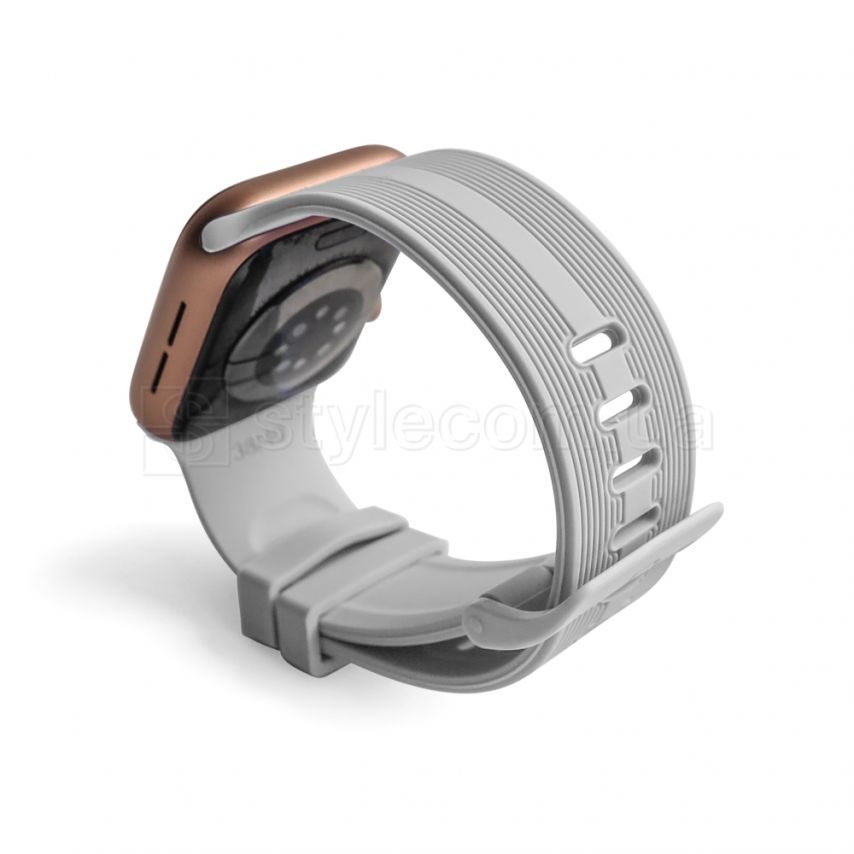 Ремінець для Apple Watch Sport Band рифлений 42/44мм S/M light grey / світло-сірий (1)