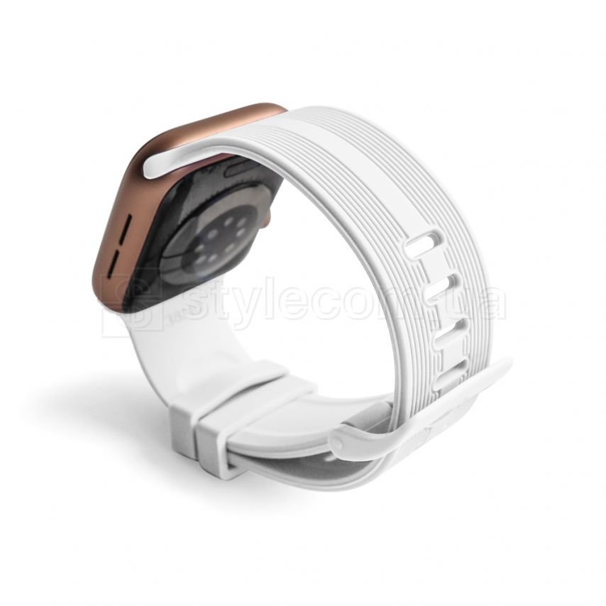 Ремінець для Apple Watch Sport Band рифлений 42/44мм S/M white / білий (3)