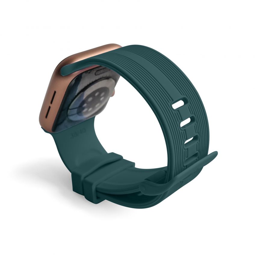 Ремешок для Apple Watch Sport Band рифленый 42/44мм S/M dark green / серо-зеленый (14)