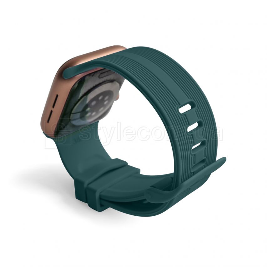 Ремінець для Apple Watch Sport Band рифлений 42/44мм S/M dark green / сіро-зелений (14)