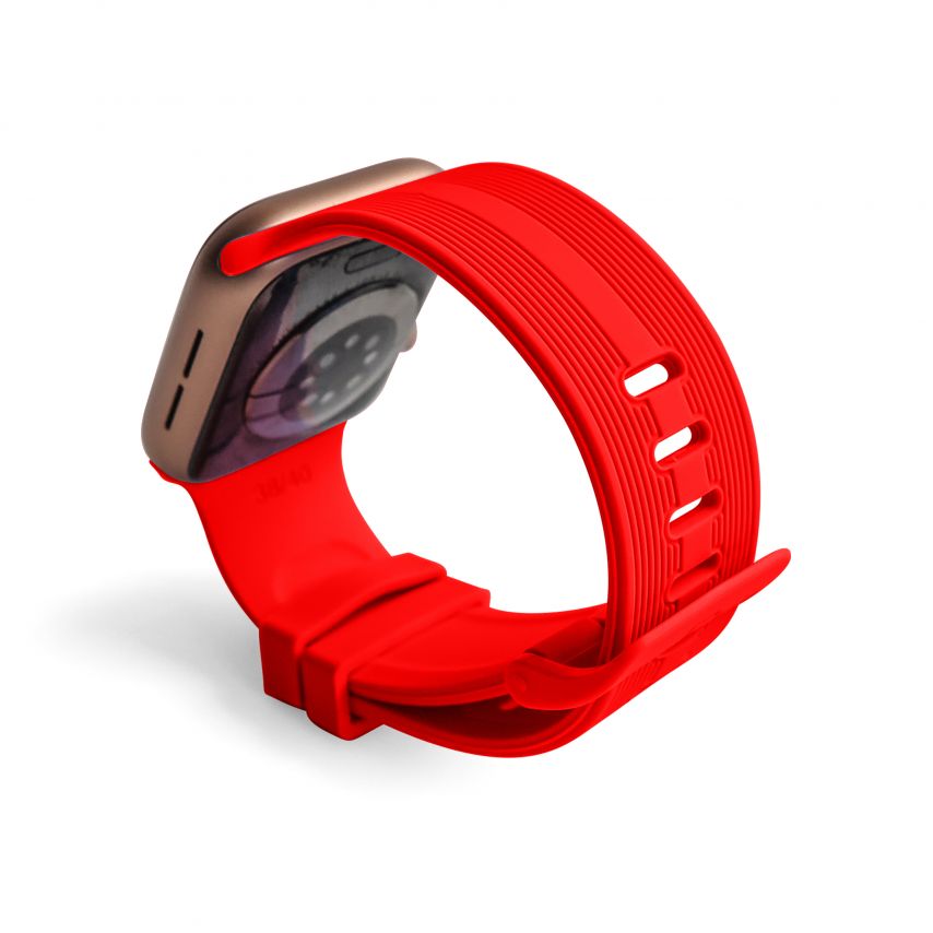 Ремінець для Apple Watch Sport Band рифлений 42/44мм S/M red / червоний (9)