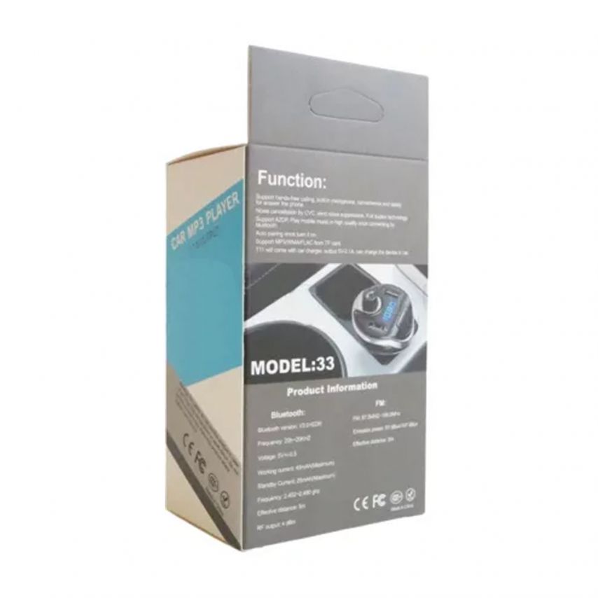 FM-трансмиттер A33 Bluetooth 2USB 1A/2.1A black