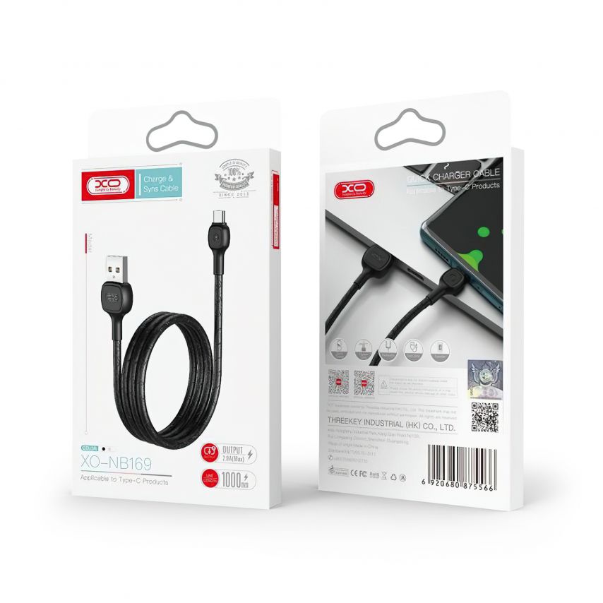Кабель USB XO NB169 Lightning Quick Charge 2A black