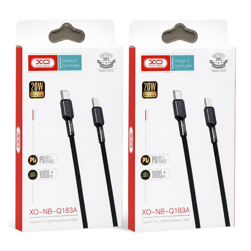 Кабель USB XO NB-Q183A Type-C to Lightning PD 20W Fast Charge 2.22A black