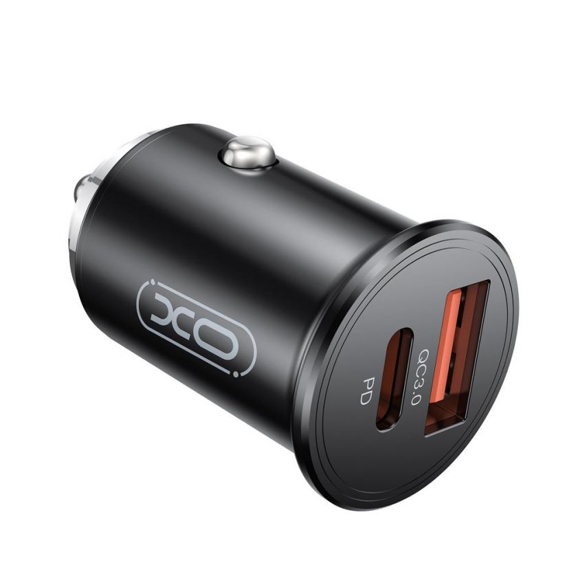 Автомобильное зарядное устройство (адаптер) XO CC43 PD/45W + QC3.0 black