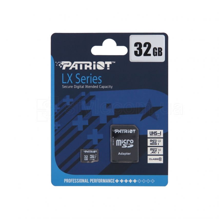 Карта памяти Patriot LX MicroSDHC 32GB Class 10 UHS-I + SD-адаптер (PSF32GMCSDHC10)