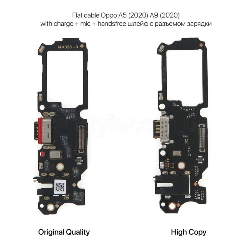 Шлейф (нижняя плата) для Oppo A5 (2020), A9 (2020) с разъемом зарядки, гарнитуры и микрофоном High Quality