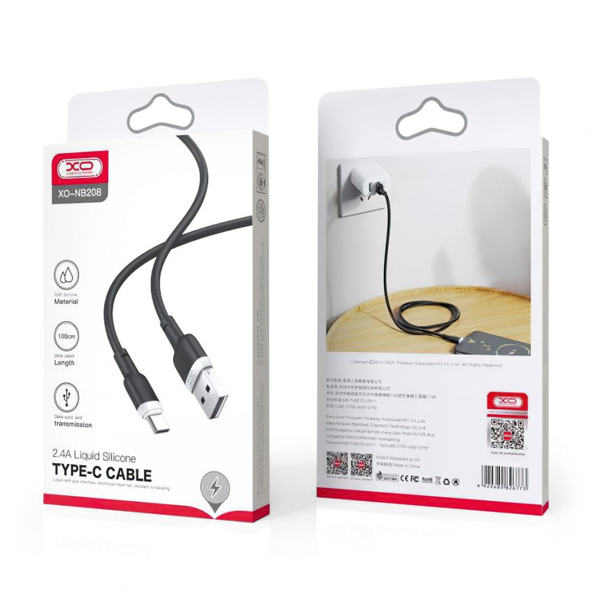 Кабель USB XO NB208 Micro 2.4A black