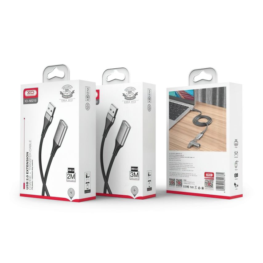Подовжувач XO NB219 USB to USB 2м black