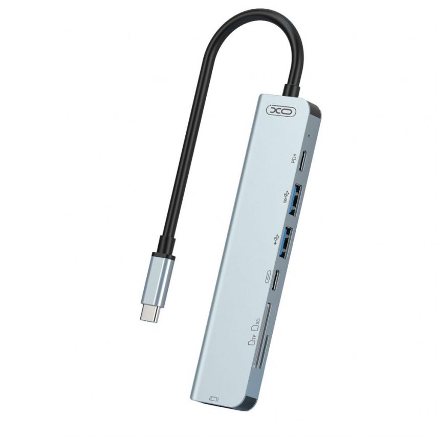 Переходник USB-HUB XO HUB008 7в1 c Type-C разъемом