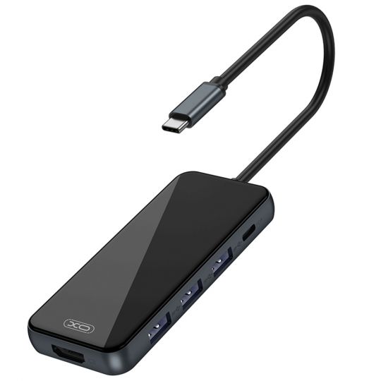 Переходник USB-HUB XO HUB002 5в1 HDMI / 3USB / PD Fast Charger c Type-C разъемом