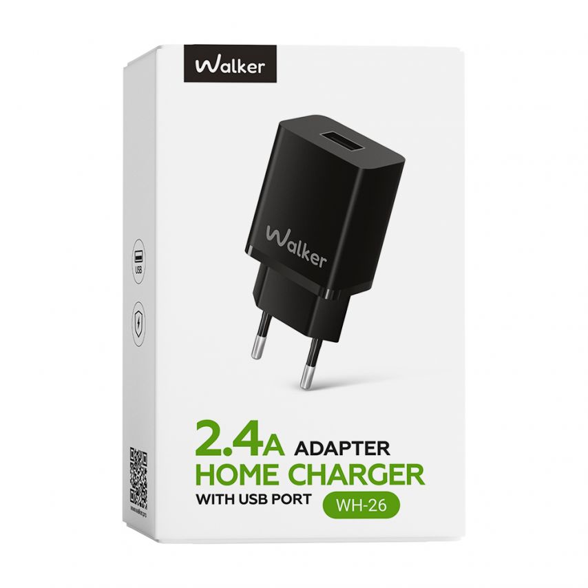 Мережевий зарядний пристрій (адаптер) WALKER WH-26 1USB / 2.4A black