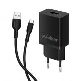 Мережевий зарядний пристрій (адаптер) 2в1 WALKER WH-26 1USB / 2.4A + Data Cable USB to Micro black