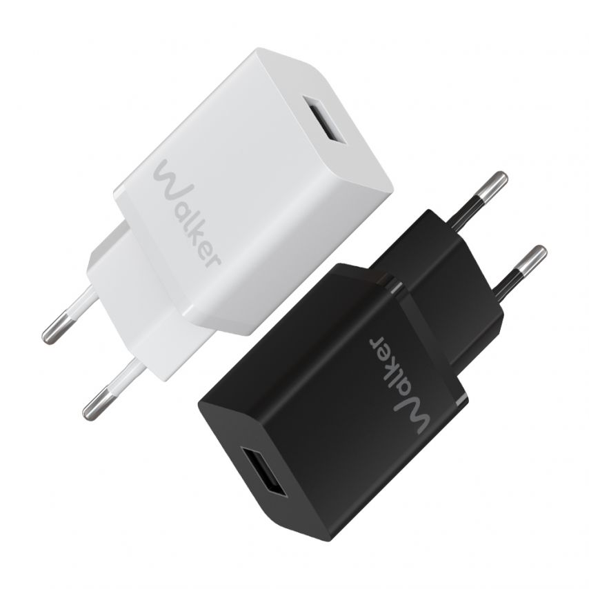 Мережевий зарядний пристрій (адаптер) 2в1 WALKER WH-26 1USB / 2.4A + Data Cable USB to Type-C black