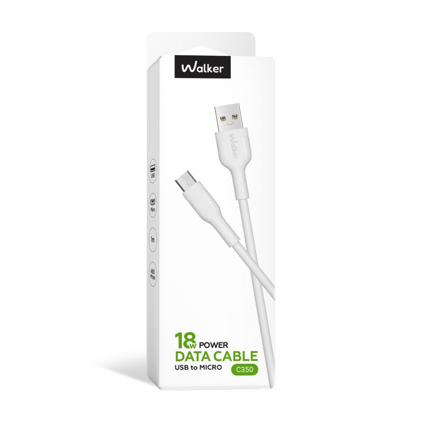 Кабель USB WALKER C350 Micro white