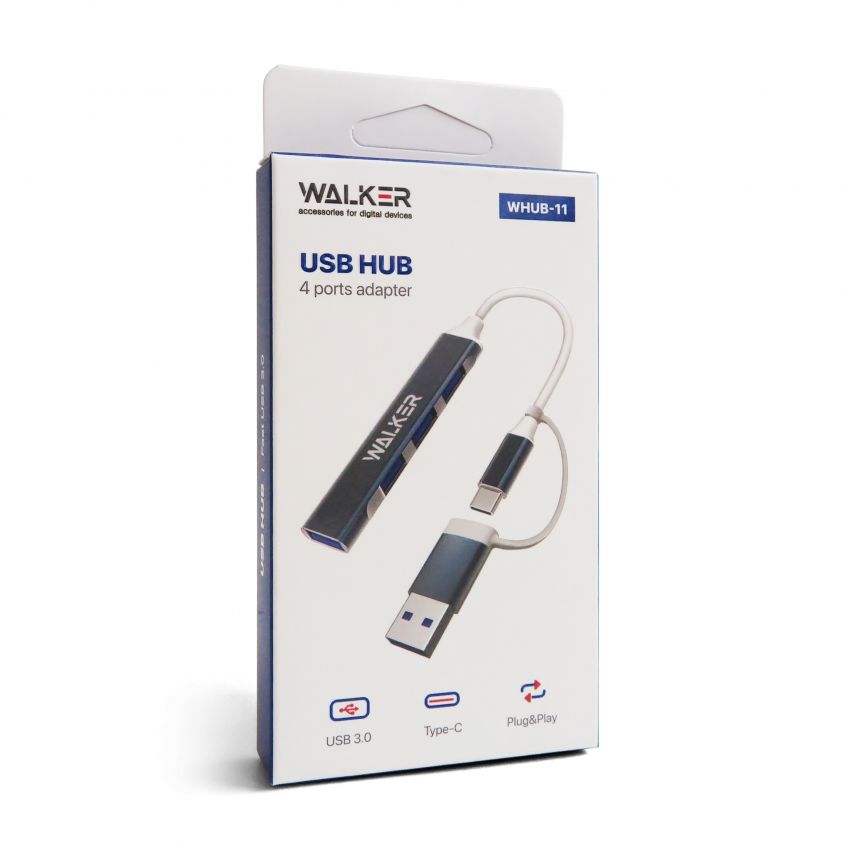 Перехідник USB-HUB 4в1 WALKER WHUB-11