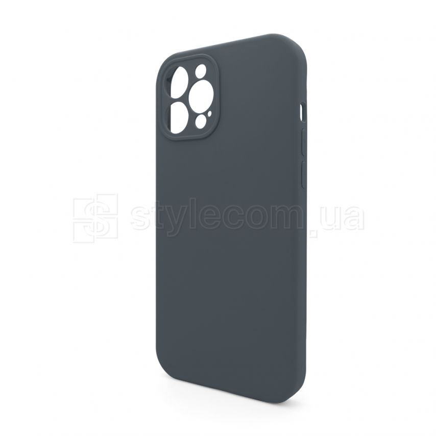 Full Silicone Case iPhone 12 Pro Max (15) dark grey закрита камера (без логотипу)