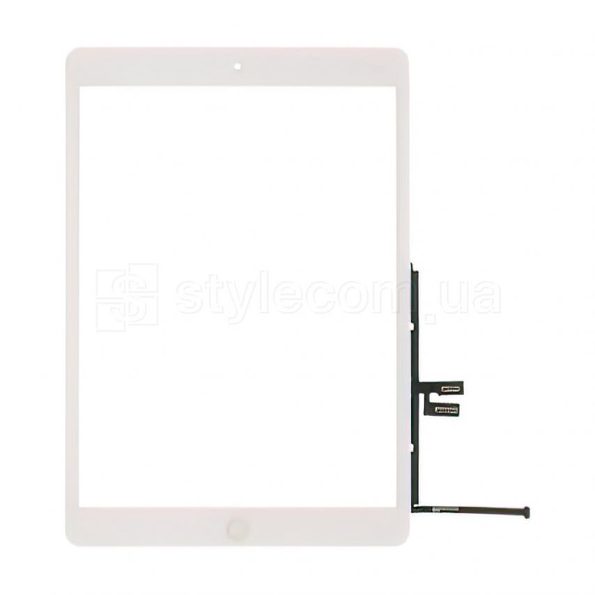 Тачскрін (сенсор) для Apple iPad 10.2 2019 (A2197, A2198, A2200), iPad 10.2 2020 (A2270, A2428, A2429) Full зі шлейфом, кнопкою меню та мікросхемою white Original Quality