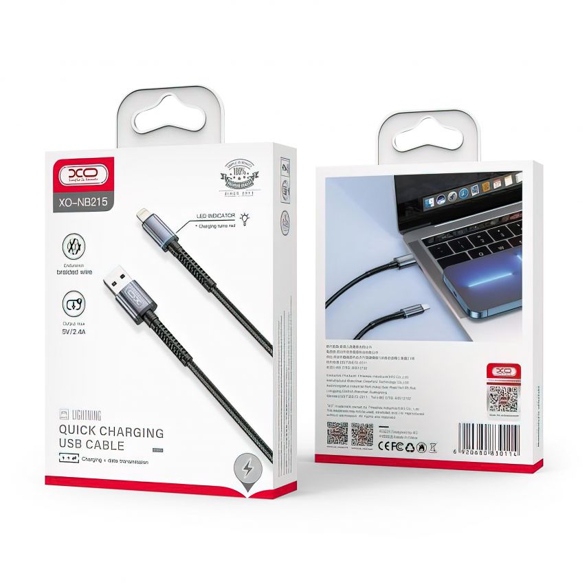 Кабель USB XO NB215 Intelligent Type-C 2.4A black