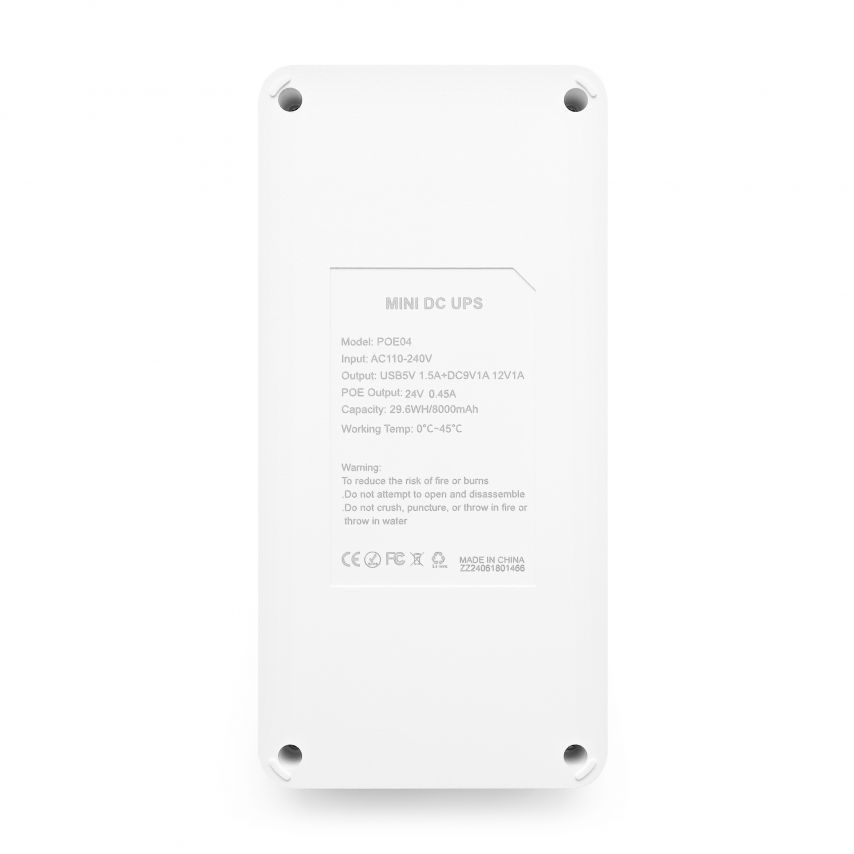 Mini DC POE UPS источник бесперебойного питания для роутера 8000mAh white