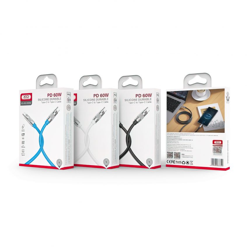 Кабель USB XO NB-Q228B Type-C to Type-C PD 60W 1.2м black