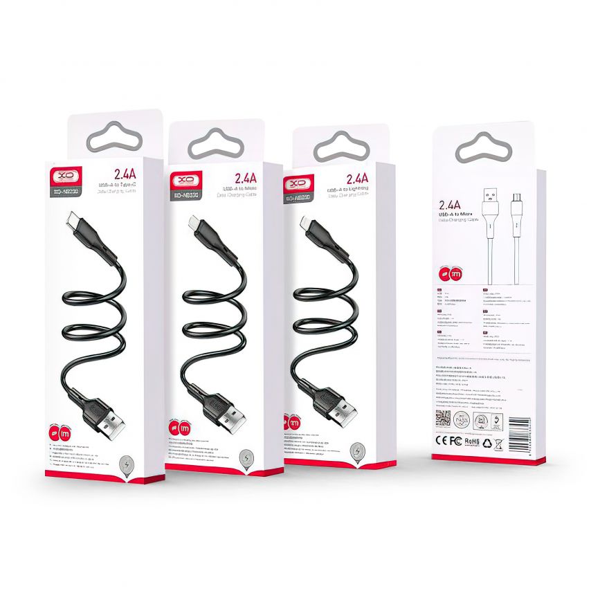 Кабель USB XO NB230 Lightning Quick Charge 2.4A black