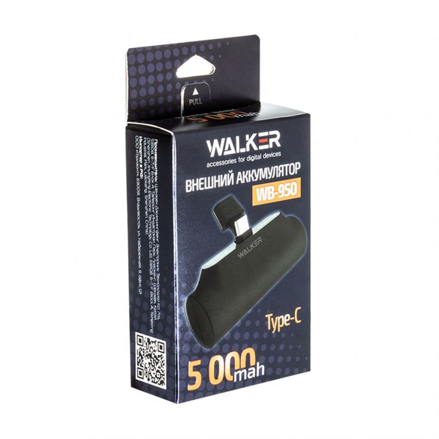 Power Bank WALKER WB-950 5000mAh, вход/выход Type-C black
